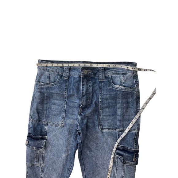 KanCan Womens Blue Denim Cargo Jeans W13/30 With Multiple Pockets & Relaxed Fit - Picture 7 of 10